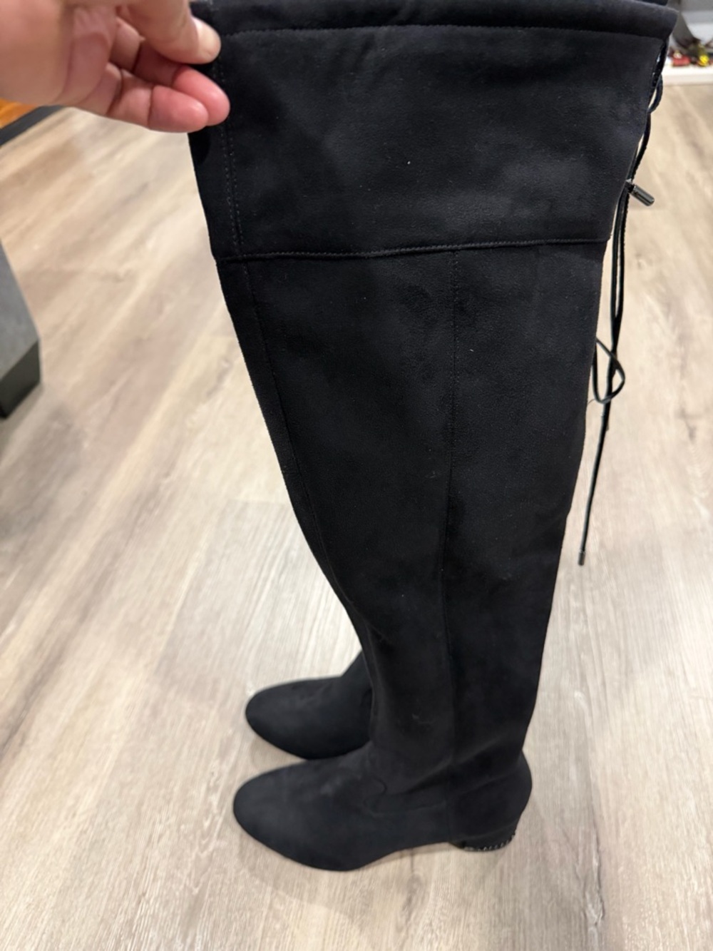 Michael Kors Black Suede Over-the-Knee Flat Boots